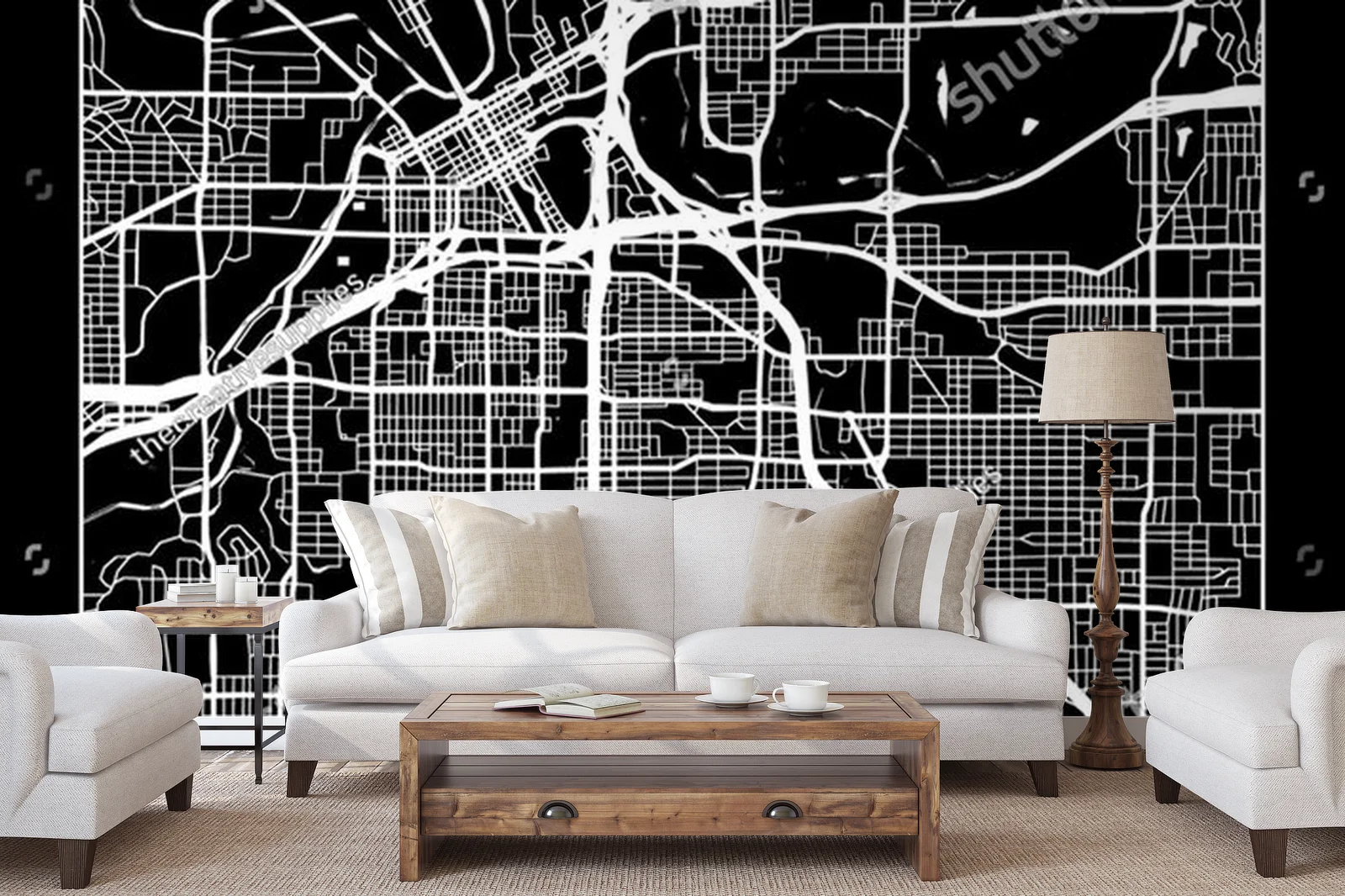 Elegancka mapa Fort Worth w monochromatycznych odcieniach