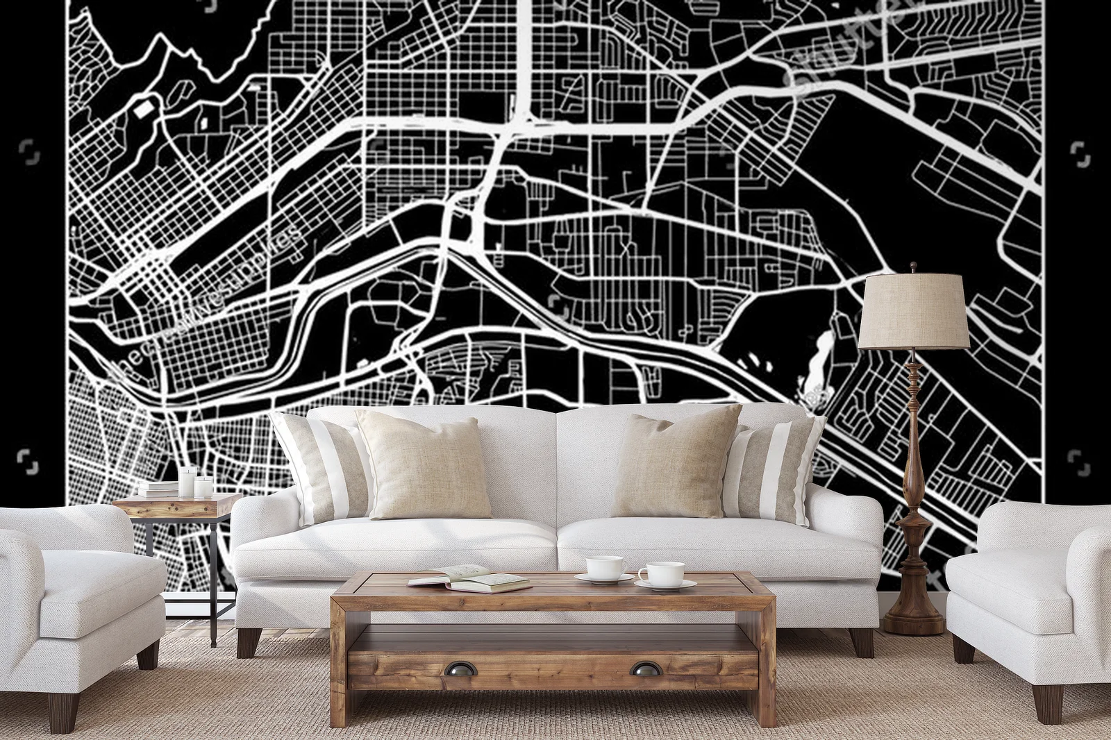 Monochromatyczna mapa miasta El Paso