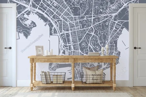 Elegancka mapa Hong Kongu w stonowanych barwach