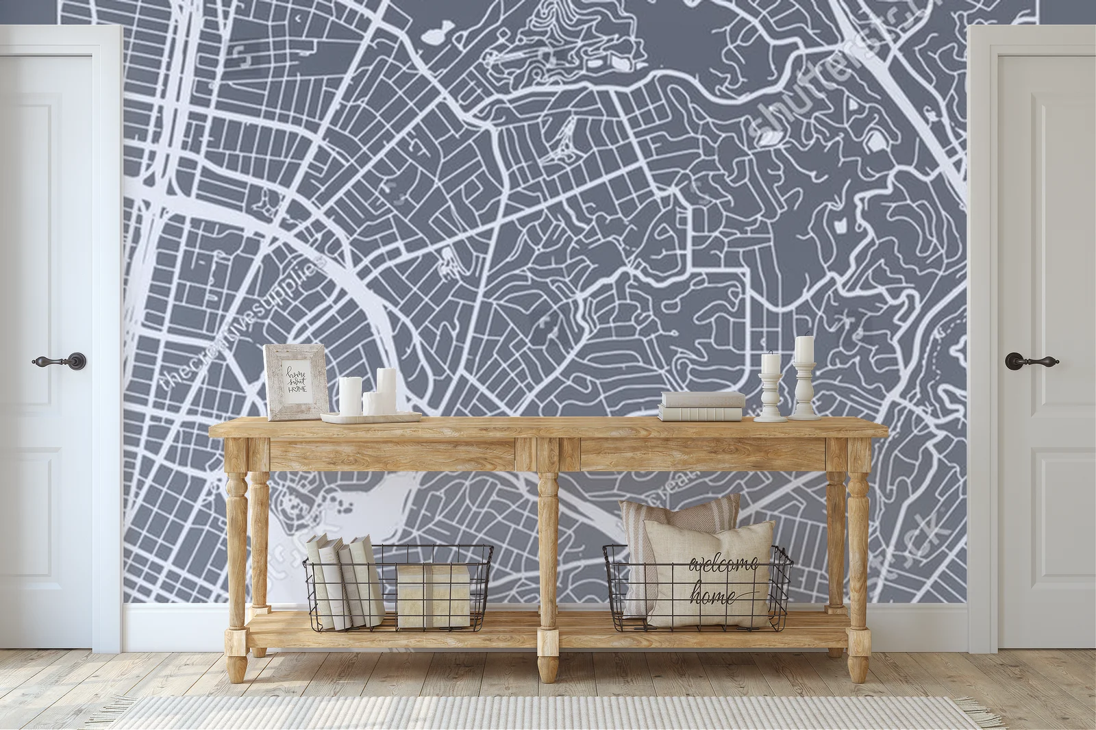 Minimalistyczna mapa Oakland w odcieniach szarości