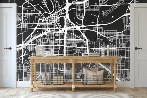 Elegancka mapa Fort Worth w monochromatycznych odcieniach