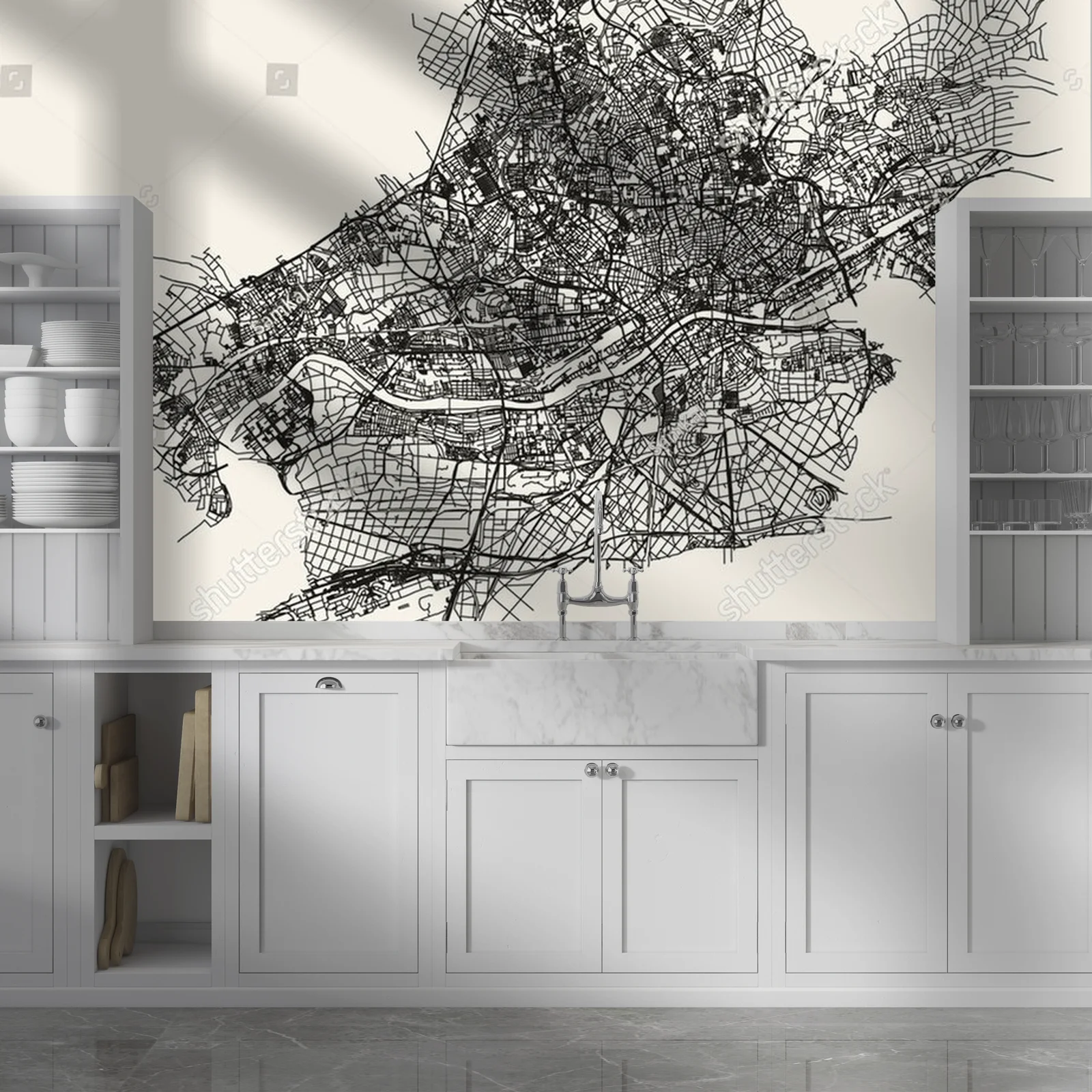 Elegancka mapa Frankfurtu w pastelowych tonach