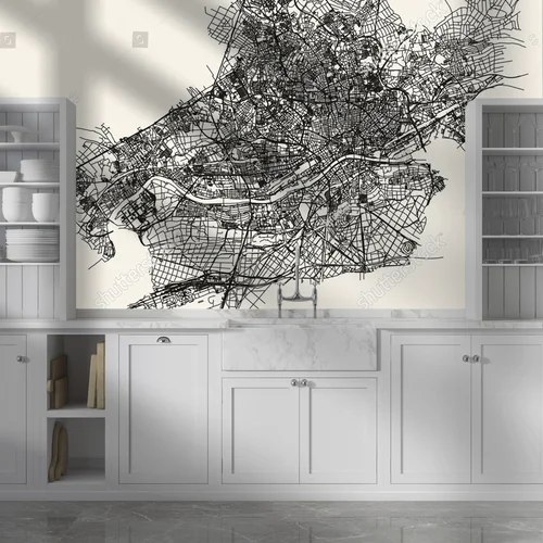 Elegancka mapa Frankfurtu w pastelowych tonach