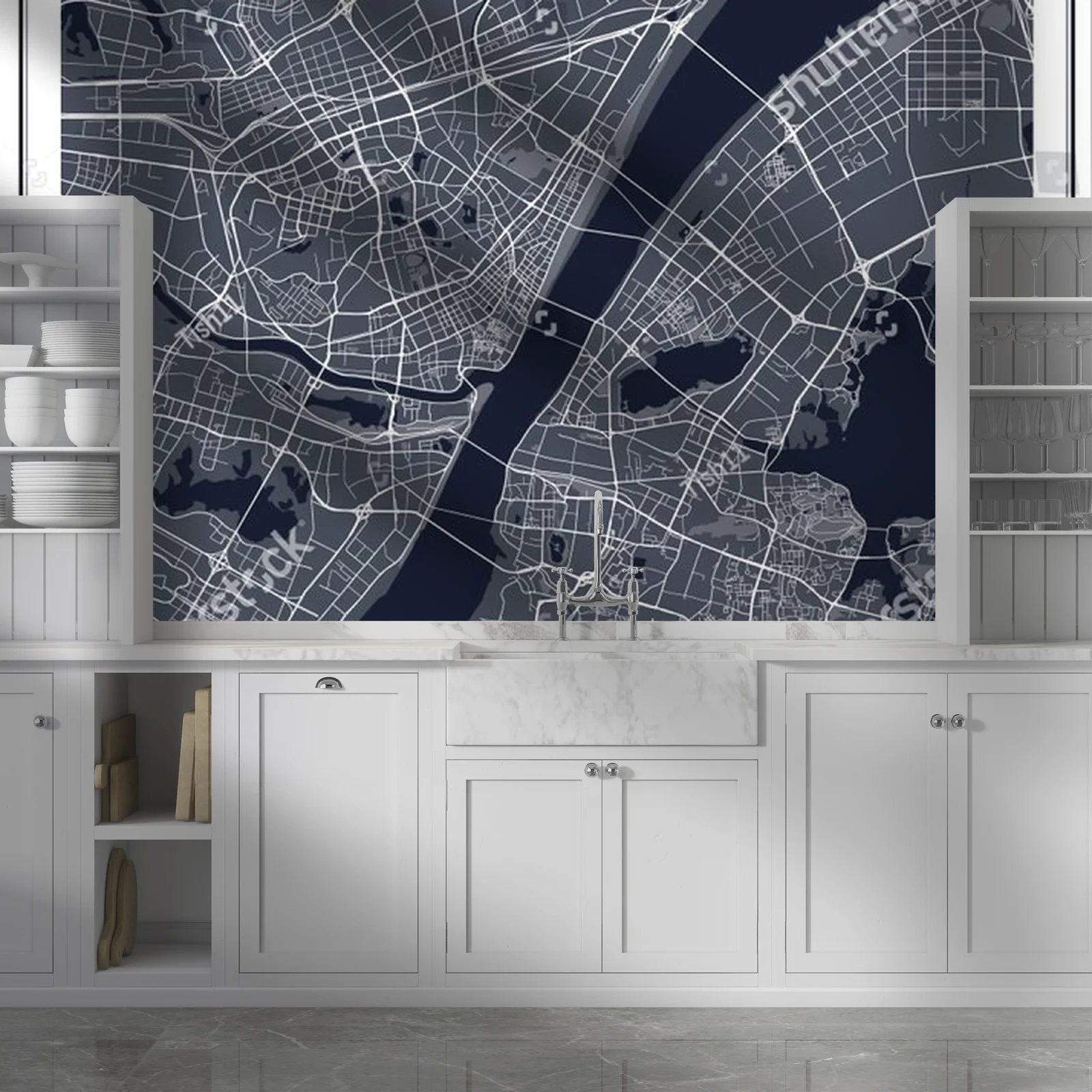 Witacz w monochromatycznej elegancji: mapa Wuhan