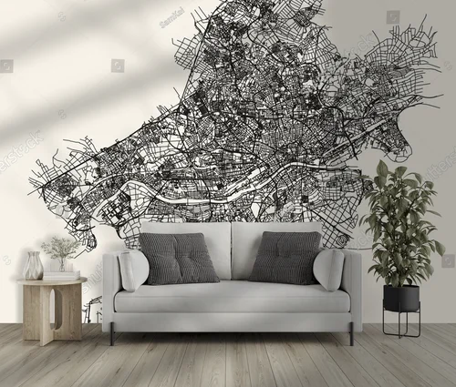 Elegancka mapa Frankfurtu w pastelowych tonach