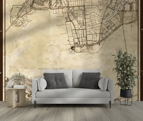 Zmysłowa mapa retro Hongkongu z miejskim skyline'em