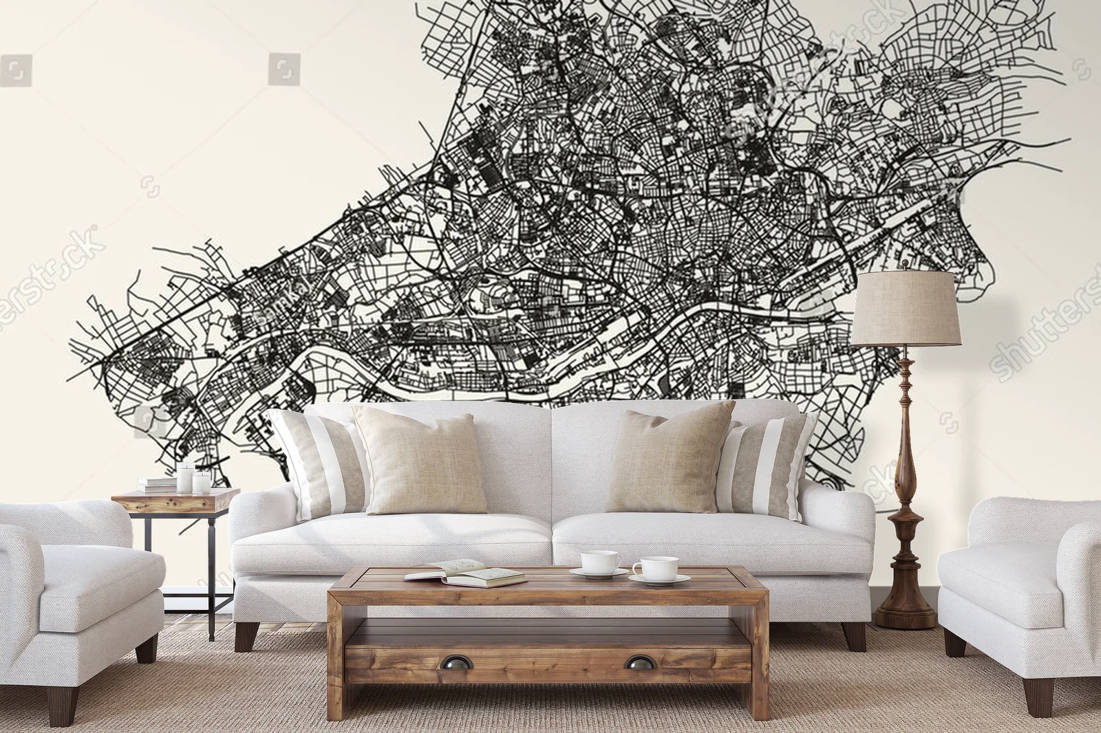 Elegancka mapa Frankfurtu w pastelowych tonach