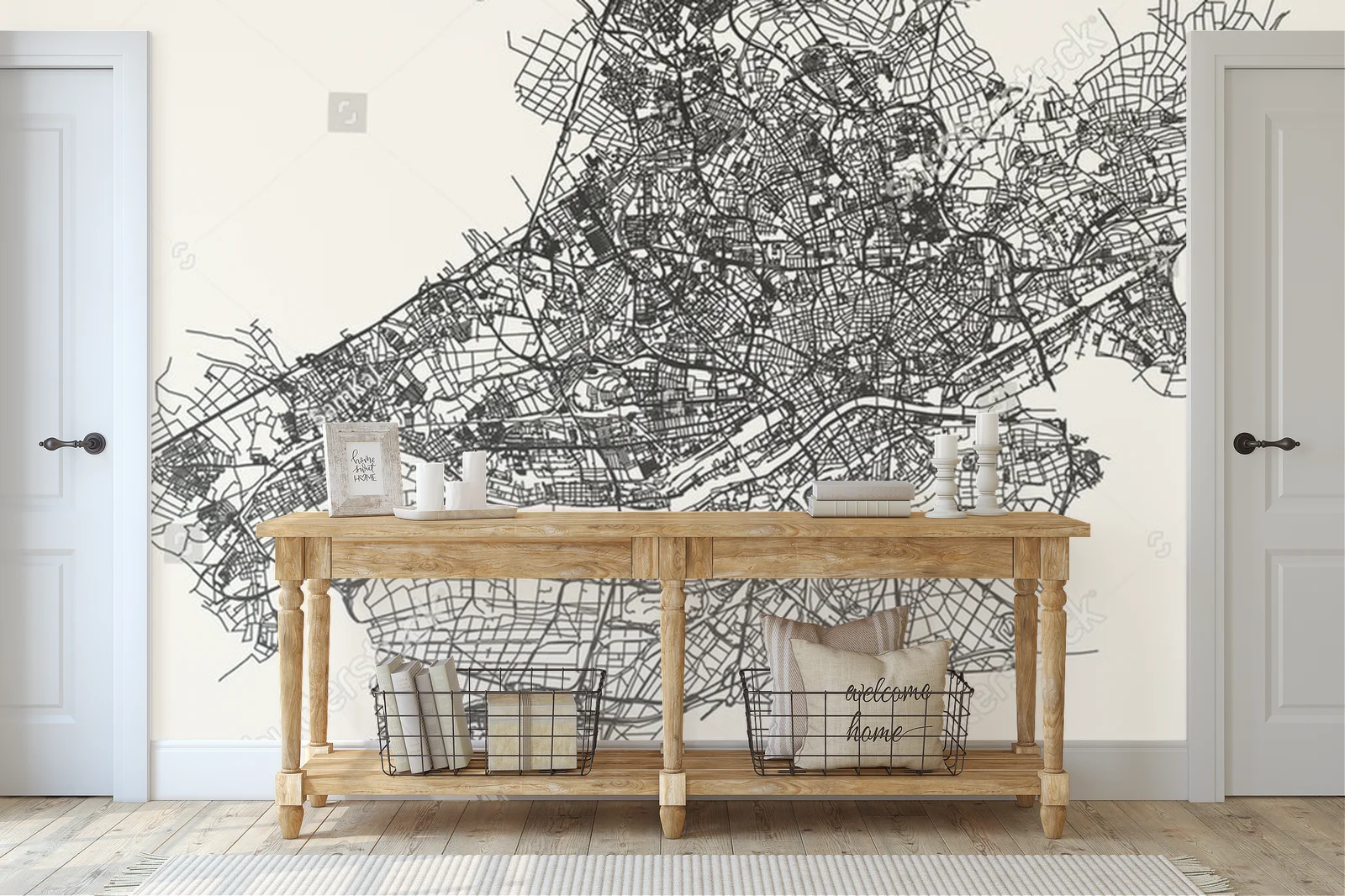 Elegancka mapa Frankfurtu w pastelowych tonach