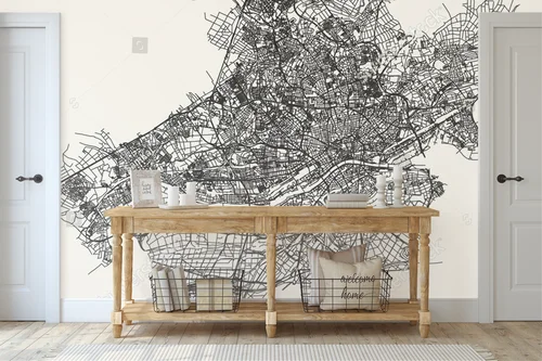 Elegancka mapa Frankfurtu w pastelowych tonach
