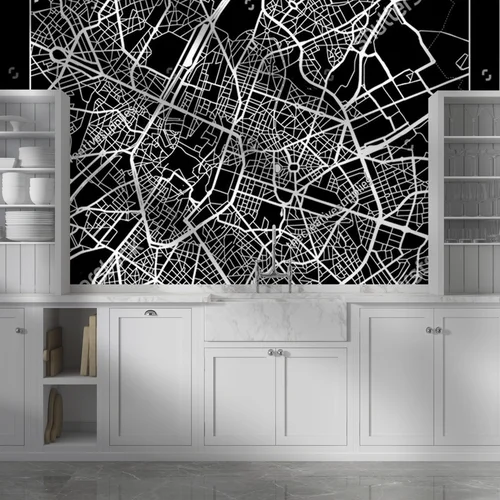 Nowoczesna mapa Brusseli w monochromatycznej aranżacji