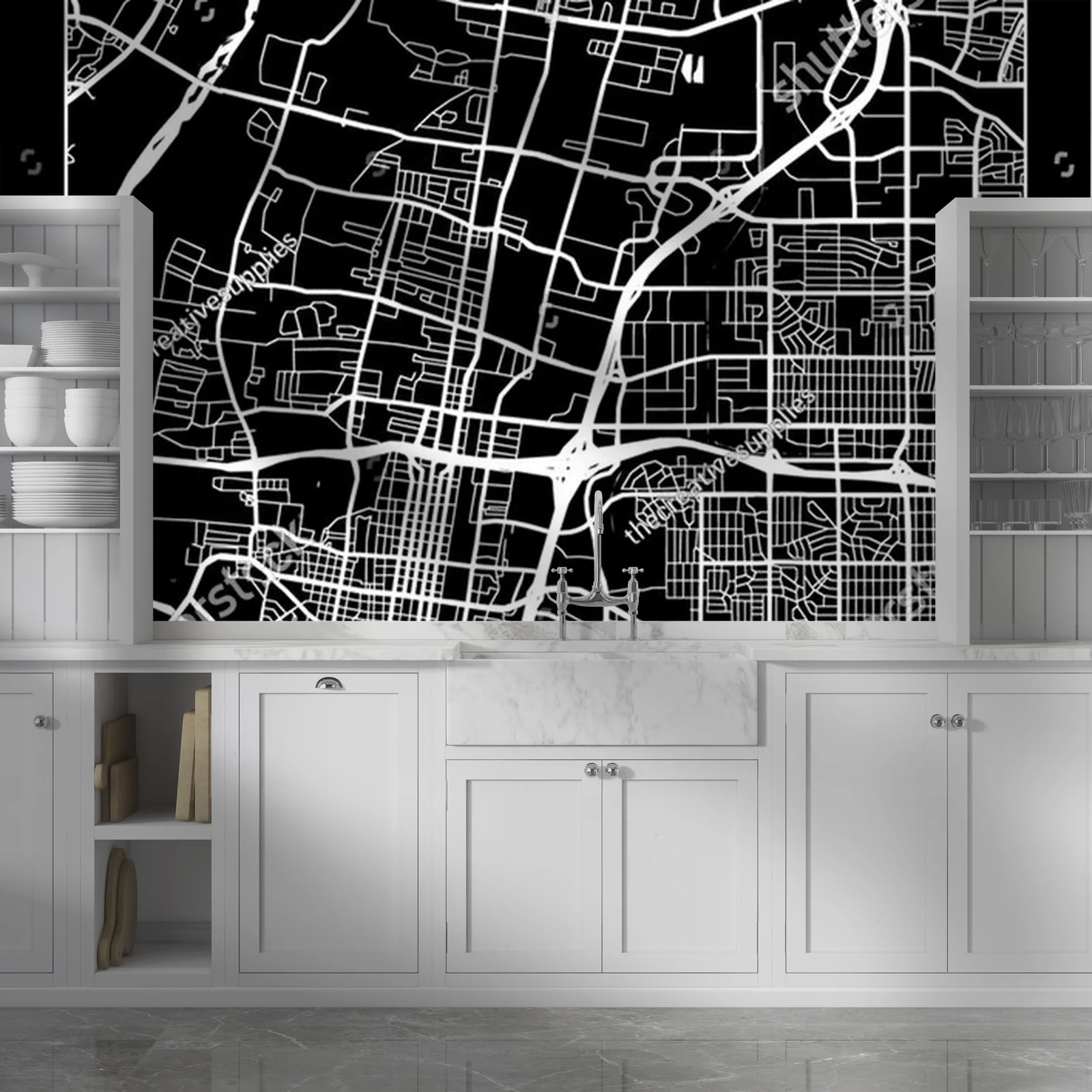 Miejska mapa Albuquerque w eleganckiej czerni