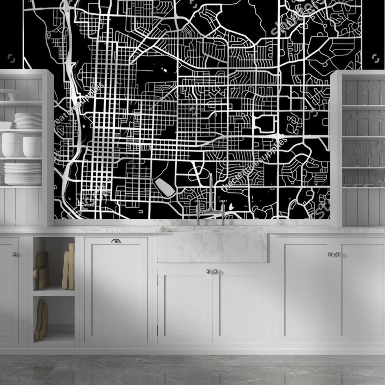 Elegancka mapa Colorado Springs w monochromatycznych tonach