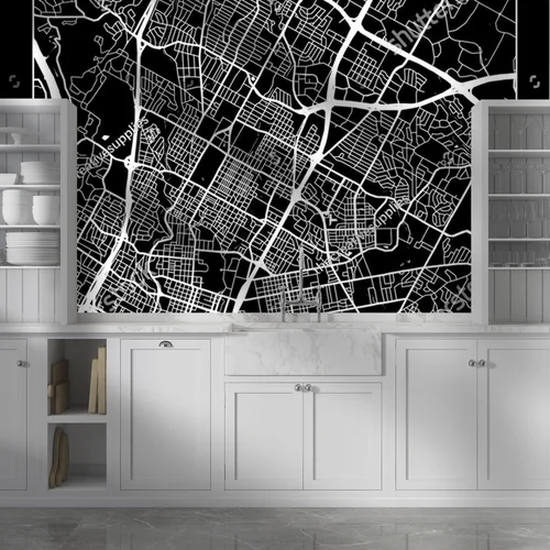 Mroczna mapa Austin w minimalistycznym stylu