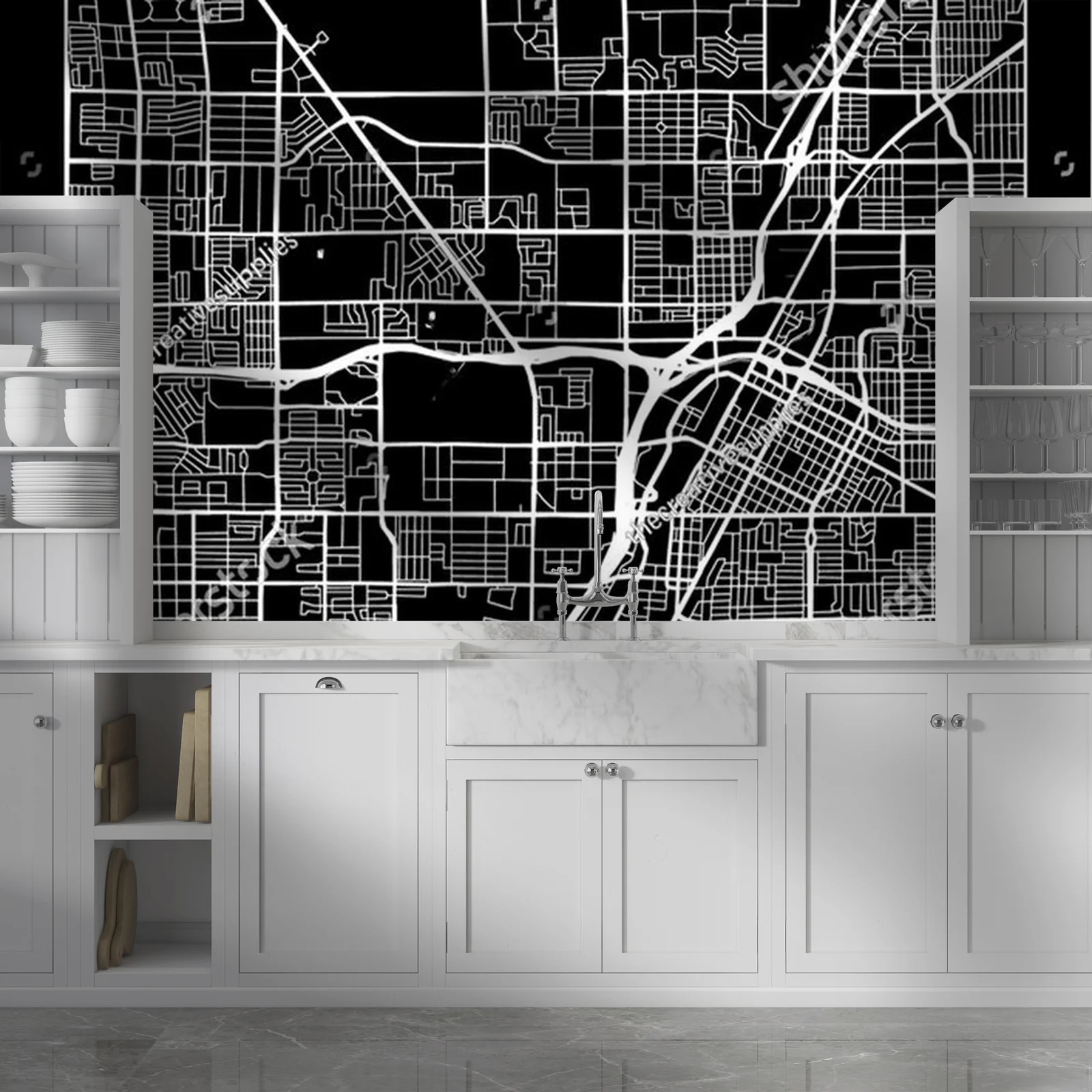 Modernistyczna mapa Las Vegas w monochromatycznym stylu