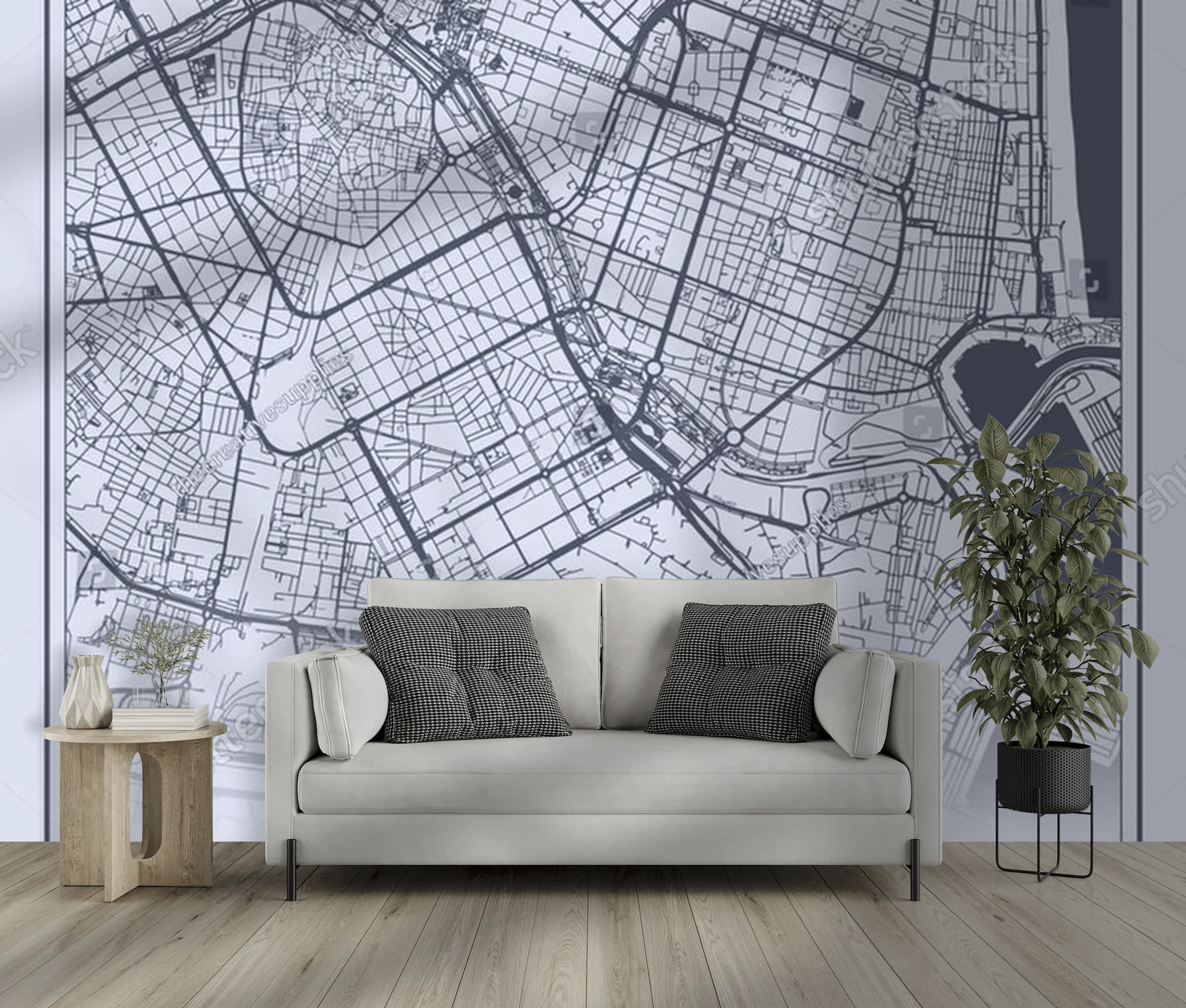 Elegancka mapa miejskiego życia w odcieniach szarości