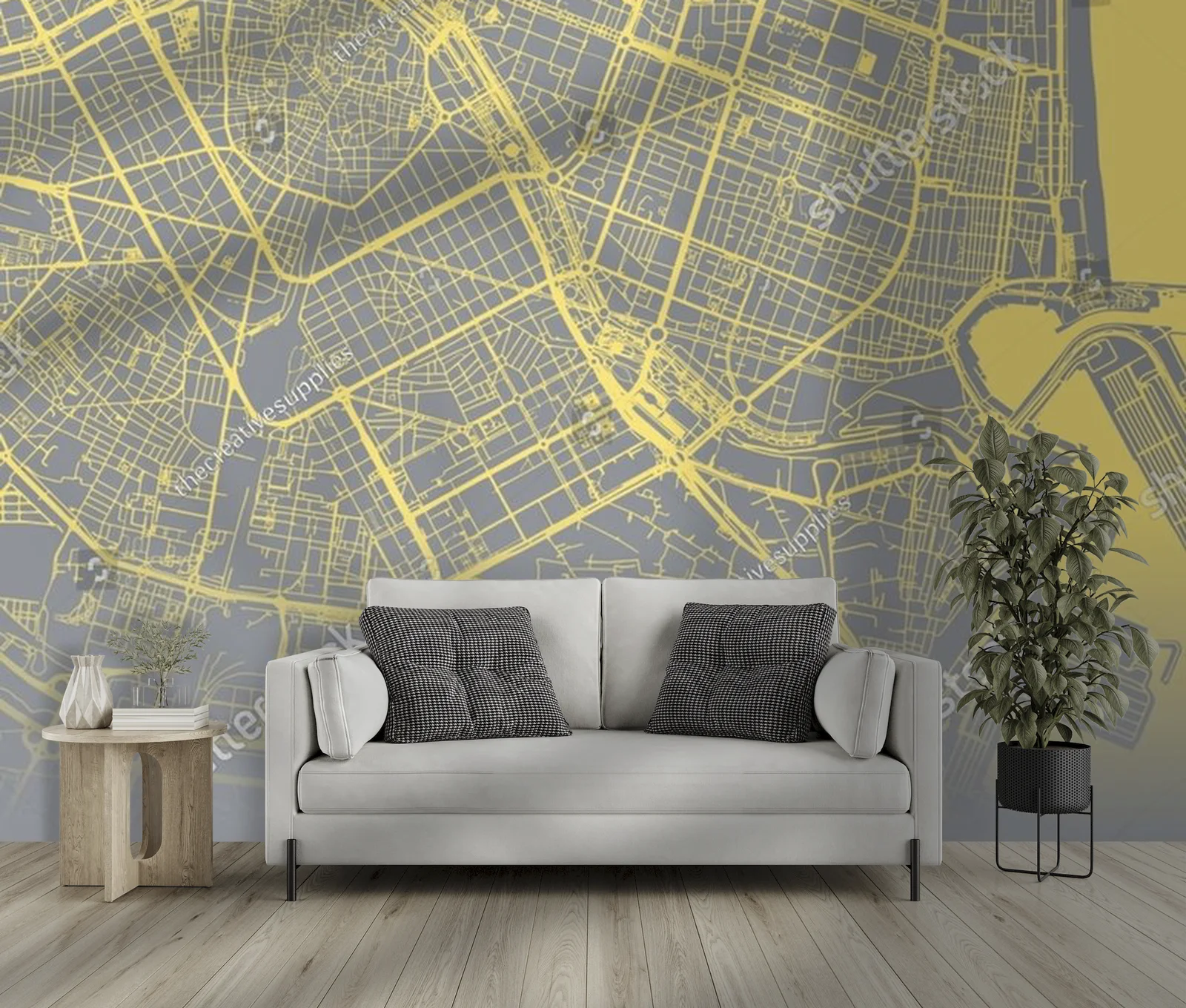 Elegancka mapa Walencji w pastelowych odcieniach