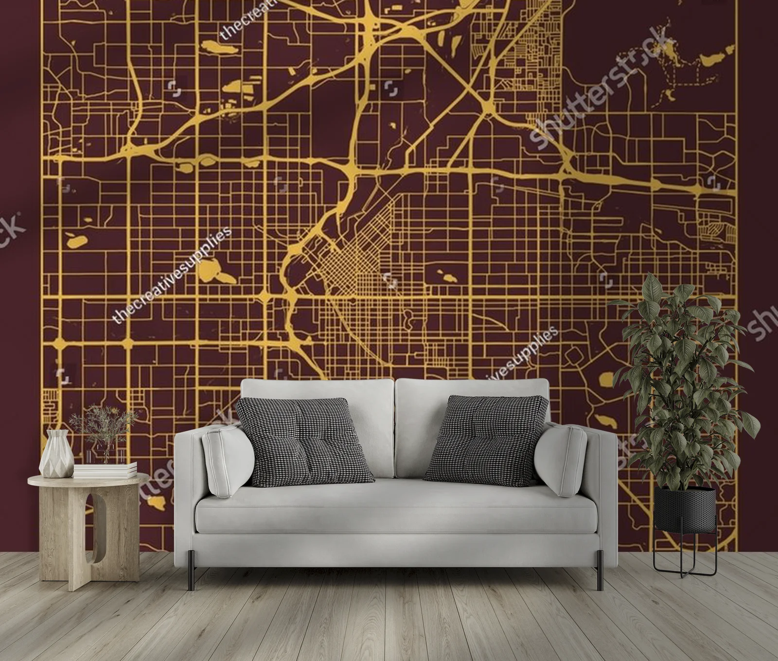 Urokliwa mapa Denver w ciepłych odcieniach brązu