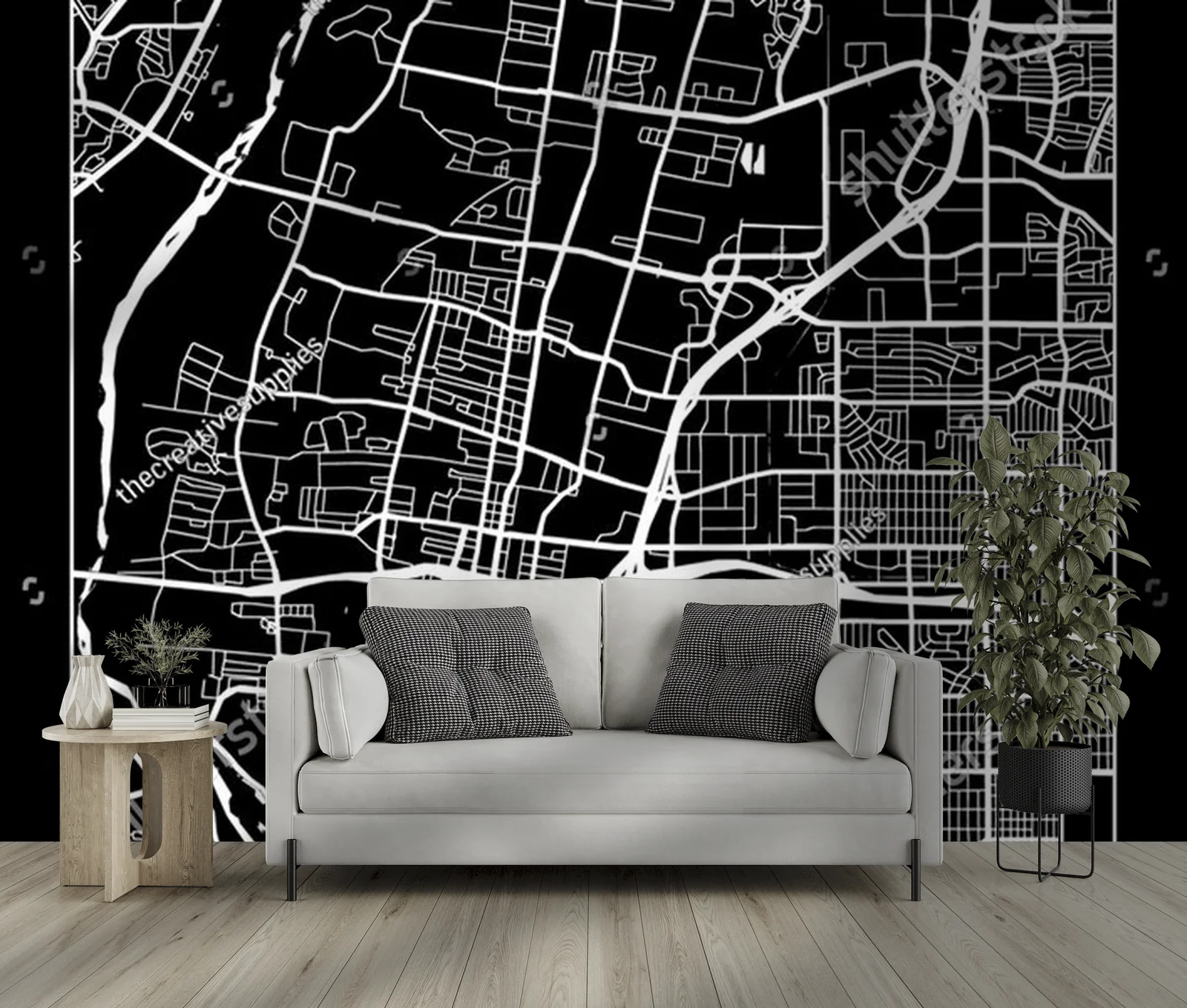 Miejska mapa Albuquerque w eleganckiej czerni