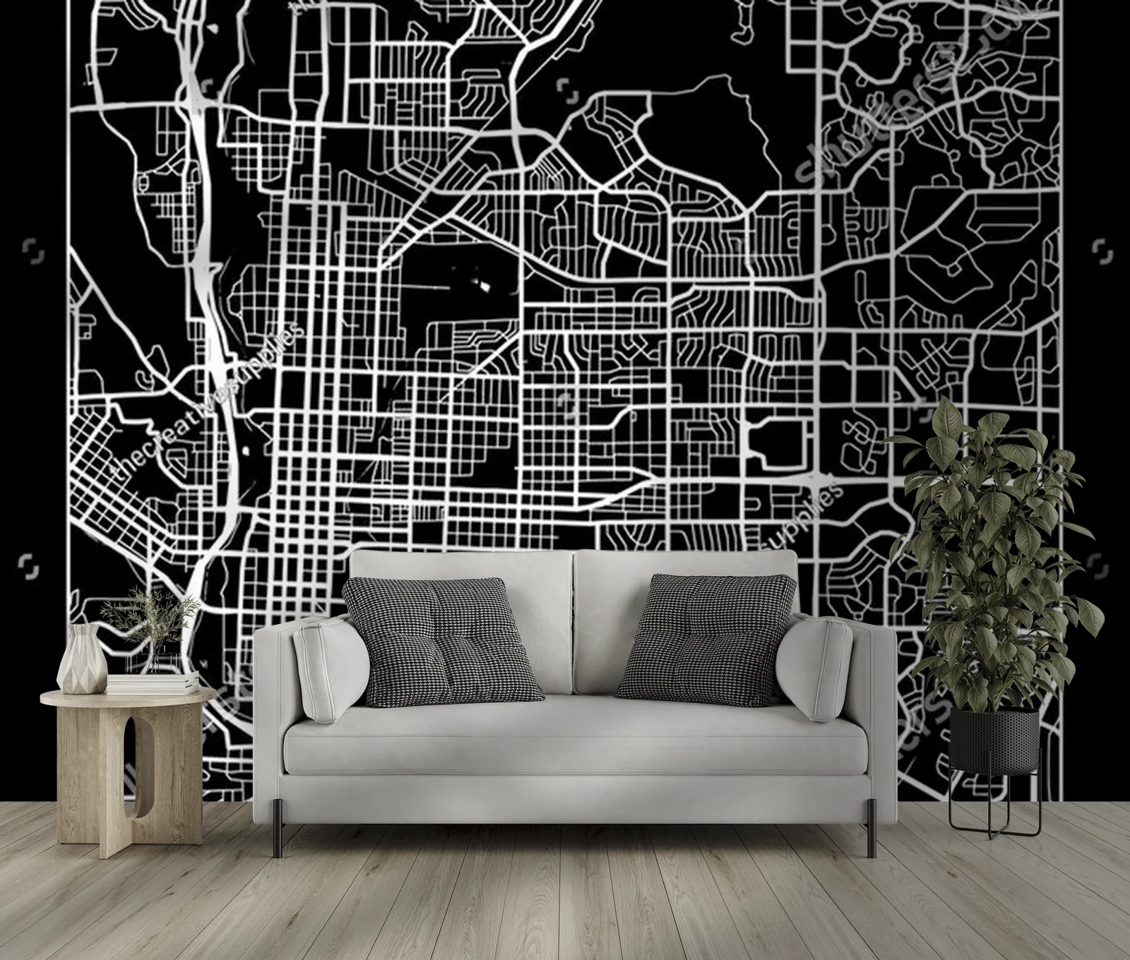 Elegancka mapa Colorado Springs w monochromatycznych tonach