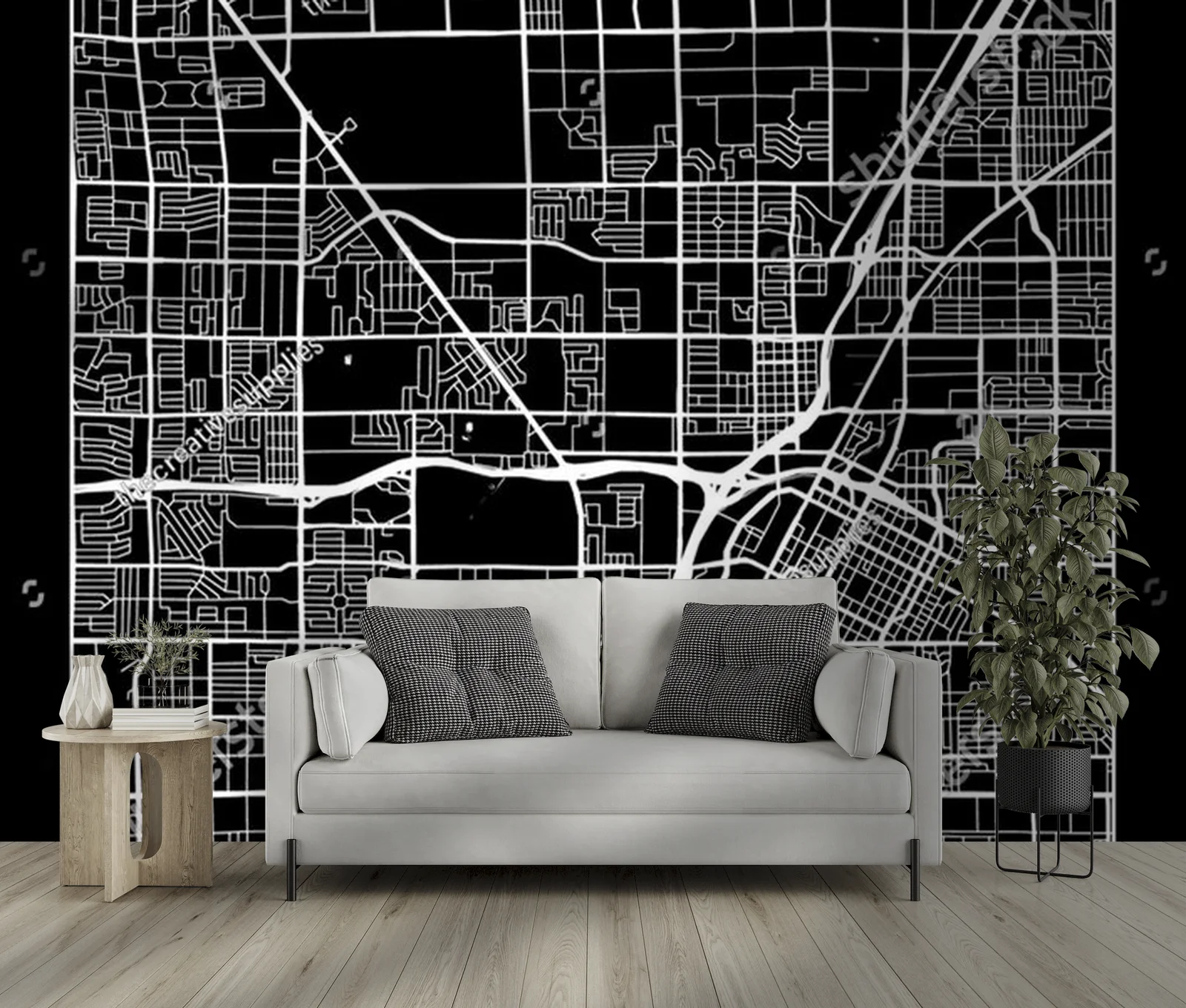 Modernistyczna mapa Las Vegas w monochromatycznym stylu