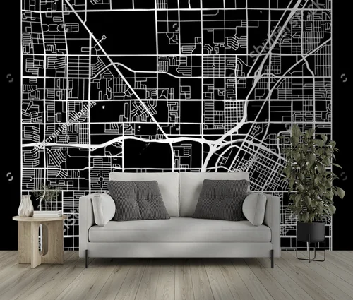 Modernistyczna mapa Las Vegas w monochromatycznym stylu