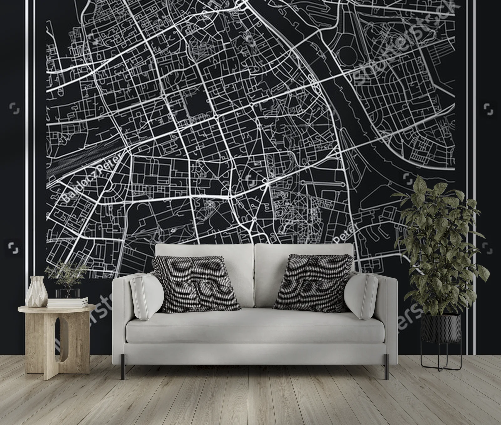 Elegancka mapa Warszawy w klasycznym stylu