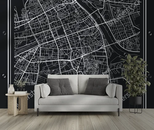 Elegancka mapa Warszawy w klasycznym stylu