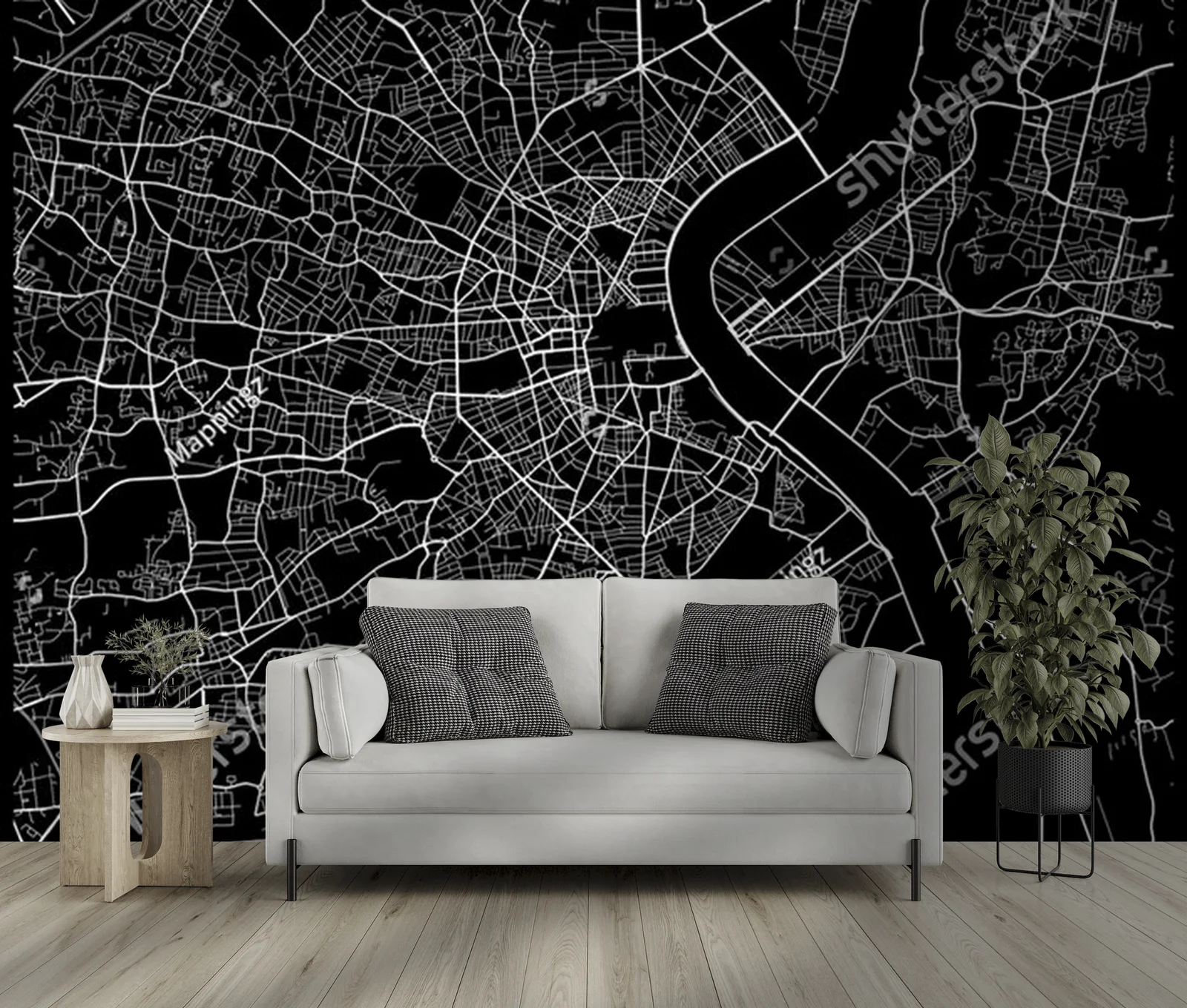 Mistrzowska mapa Bordeaux w monochromatycznych tonach