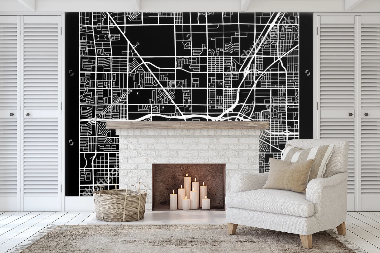 Modernistyczna mapa Las Vegas w monochromatycznym stylu