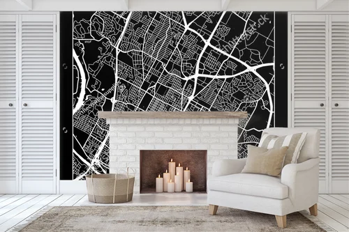 Mroczna mapa Austin w minimalistycznym stylu
