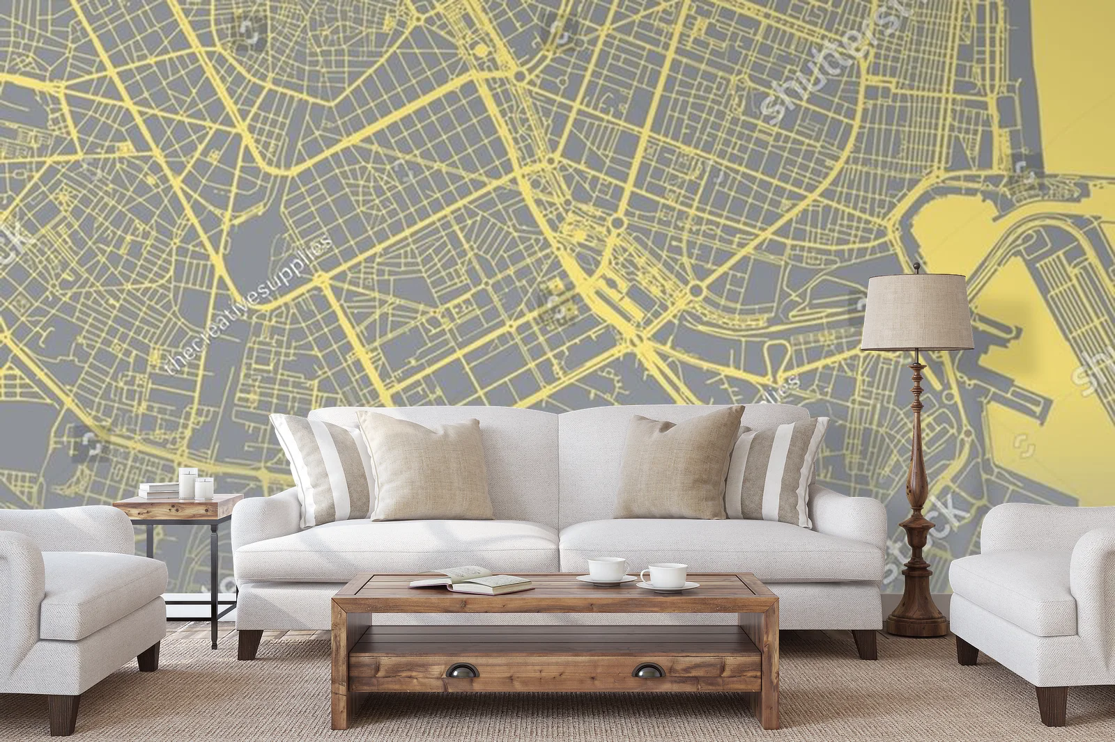 Elegancka mapa Walencji w pastelowych odcieniach