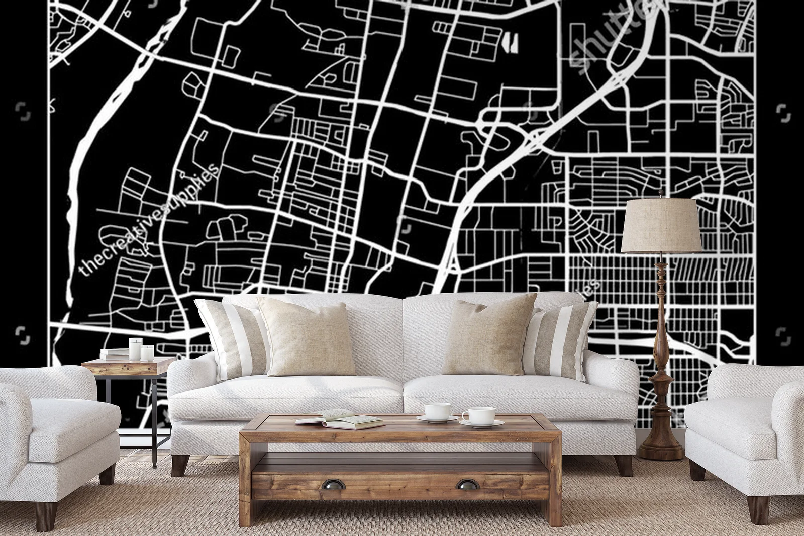 Miejska mapa Albuquerque w eleganckiej czerni