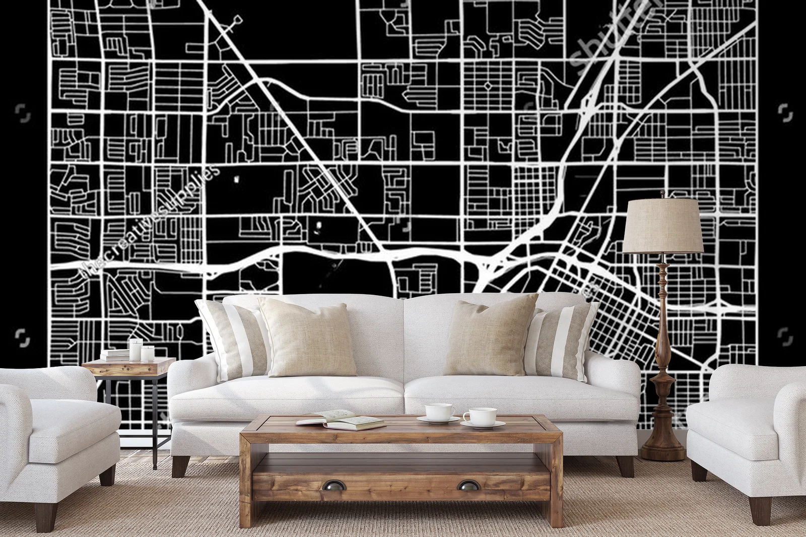 Modernistyczna mapa Las Vegas w monochromatycznym stylu