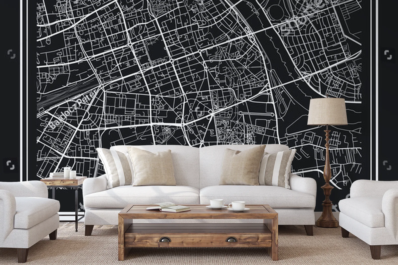 Elegancka mapa Warszawy w klasycznym stylu
