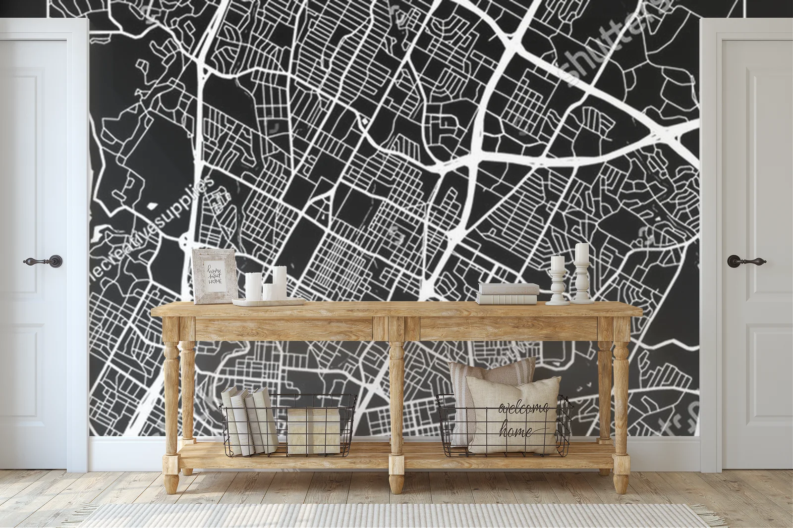 Mroczna mapa Austin w minimalistycznym stylu