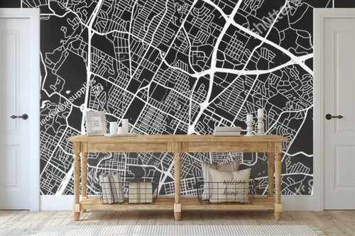Mroczna mapa Austin w minimalistycznym stylu
