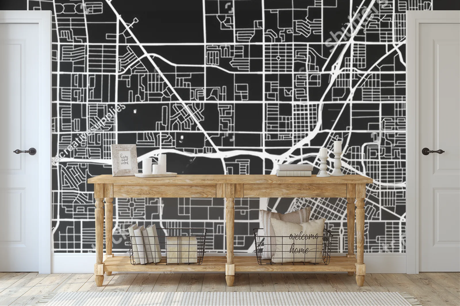 Modernistyczna mapa Las Vegas w monochromatycznym stylu