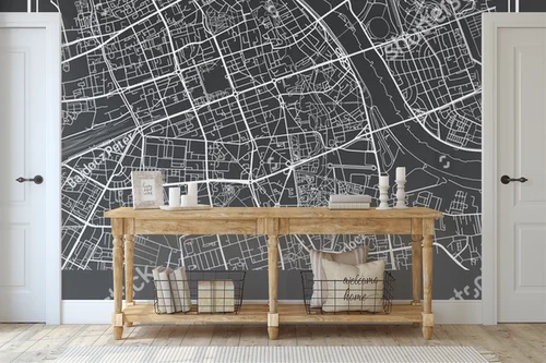 Elegancka mapa Warszawy w klasycznym stylu
