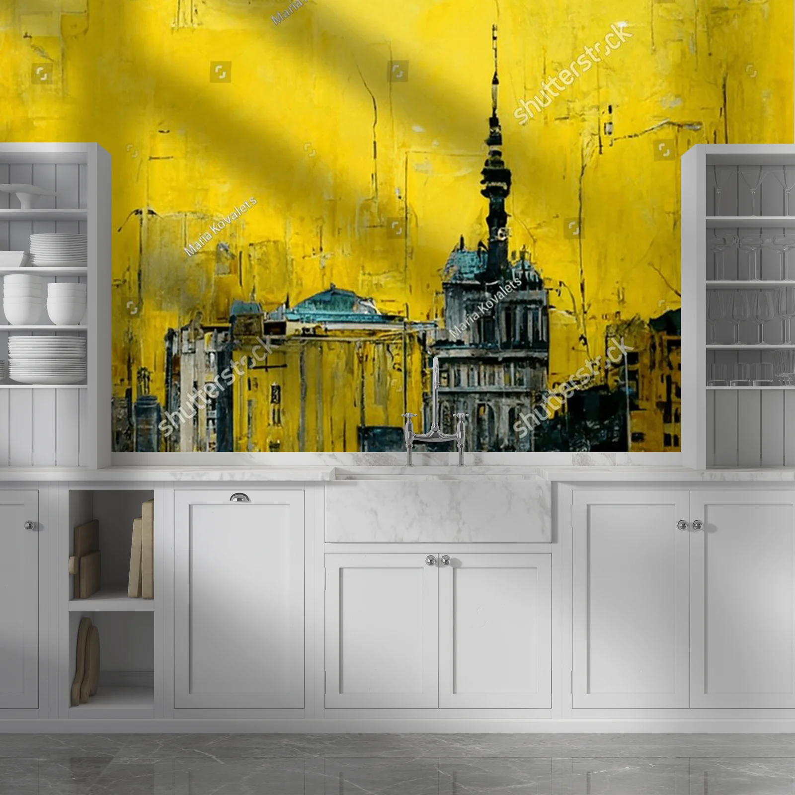 Abstrakcyjna panorama miasta w tonalnej harmonii