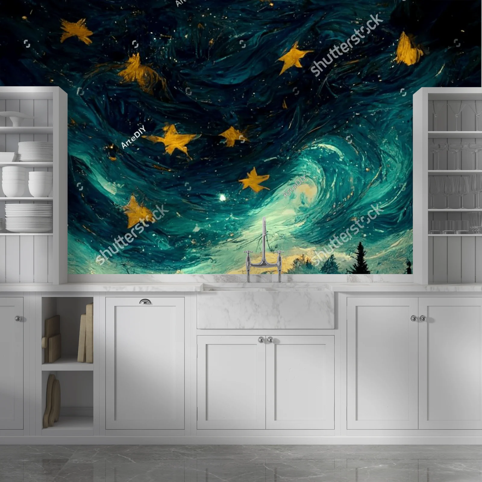 Nocne niebo inspirowane Van Goghiem w nowoczesnym stylu