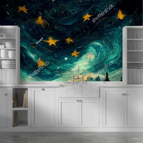 Nocne niebo inspirowane Van Goghiem w nowoczesnym stylu