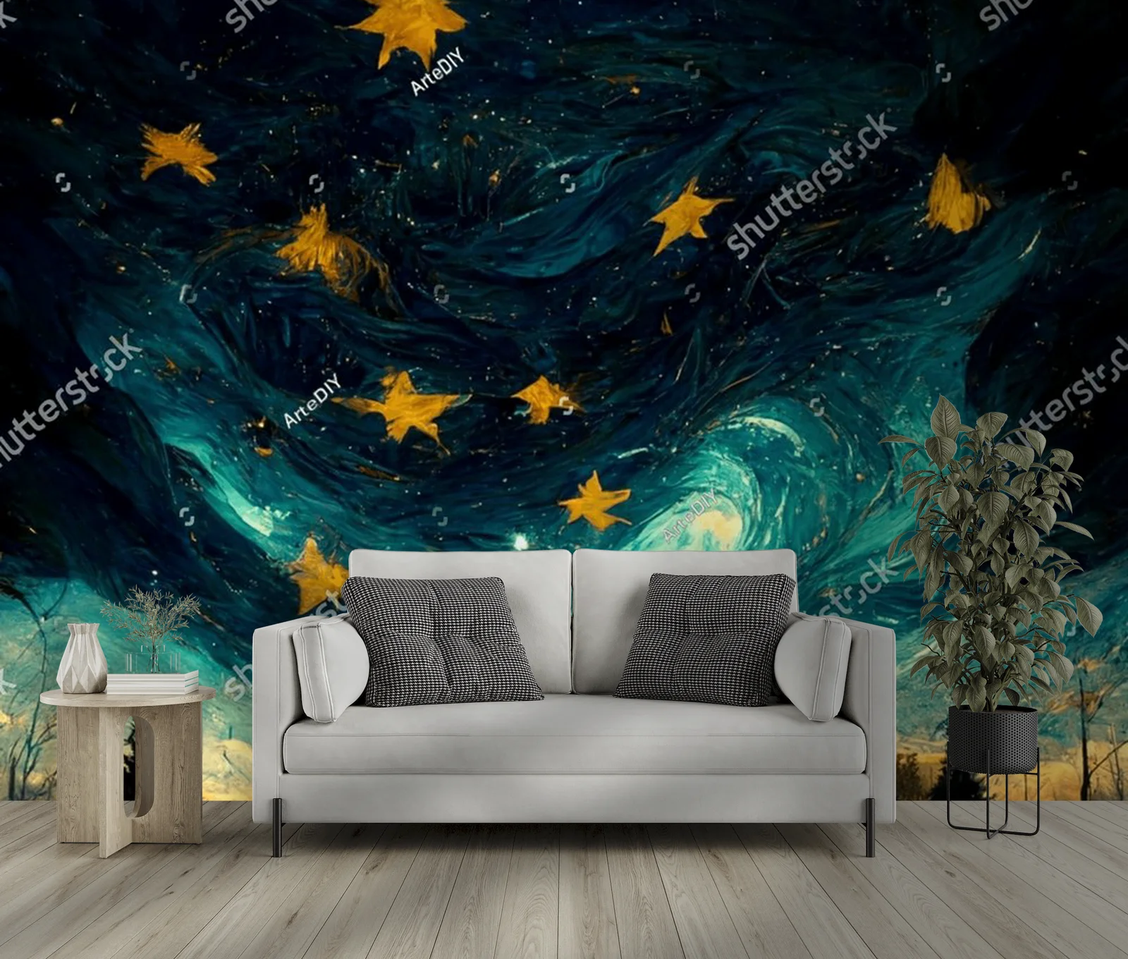 Nocne niebo inspirowane Van Goghiem w nowoczesnym stylu