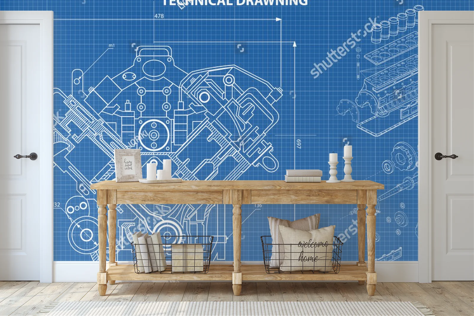 Techniczne detale w głębokim odcieniu niebieskiego