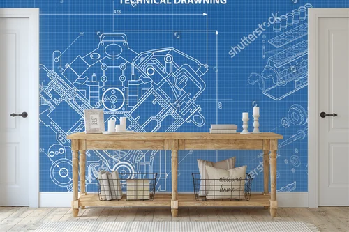 Techniczne detale w głębokim odcieniu niebieskiego