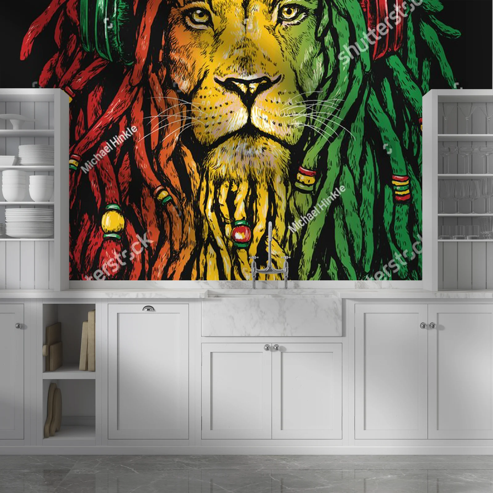 Rastafariański lew na głębokim tle