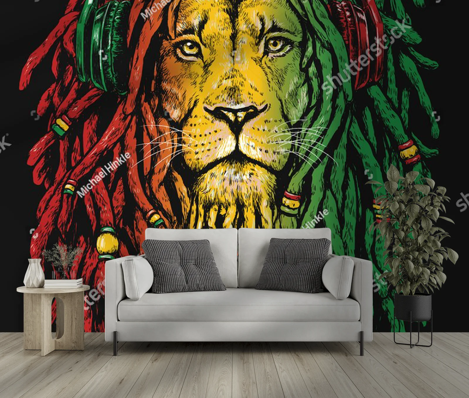 Rastafariański lew na głębokim tle
