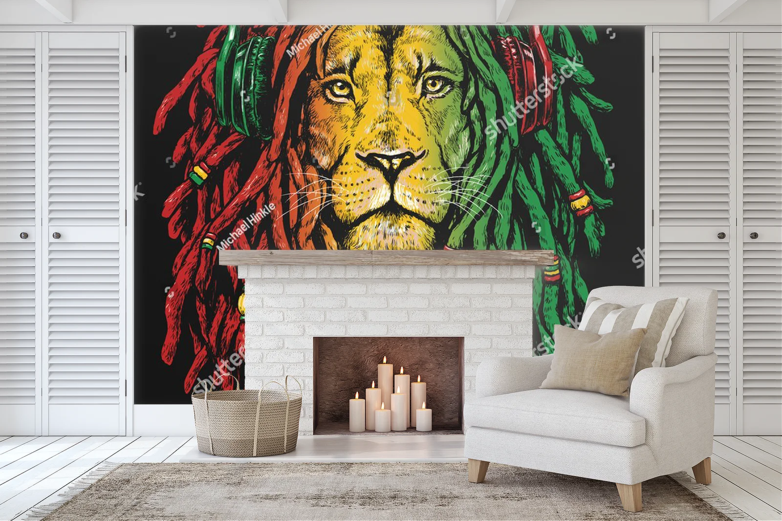 Rastafariański lew na głębokim tle