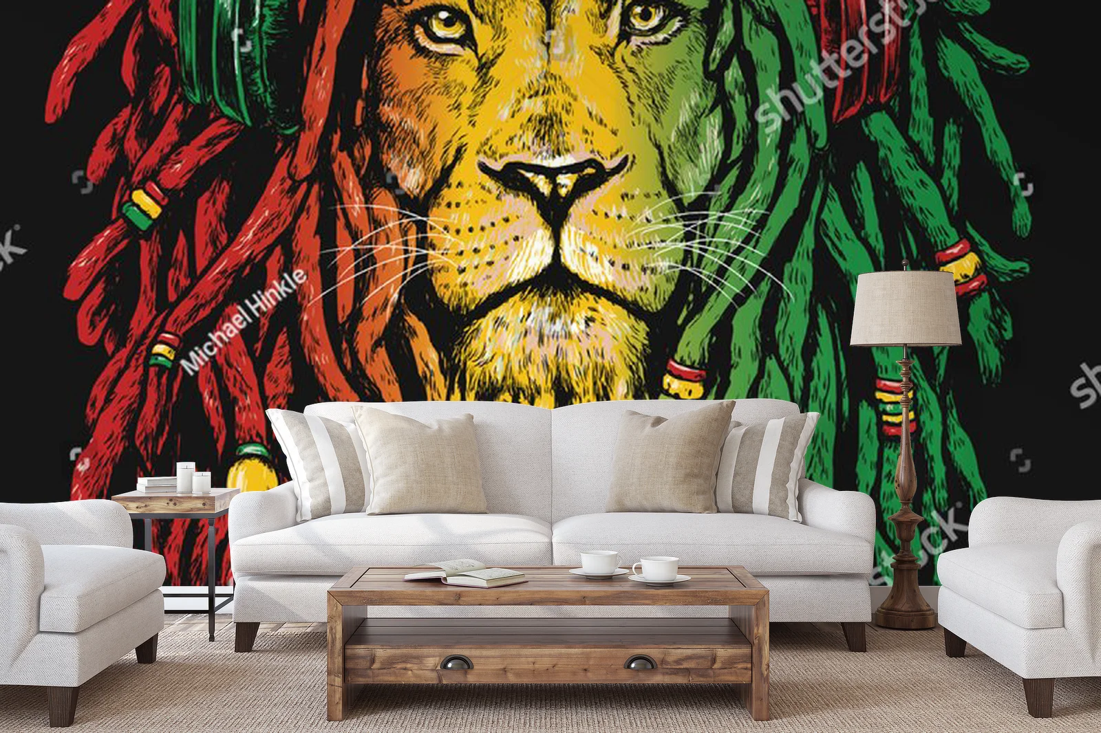 Rastafariański lew na głębokim tle