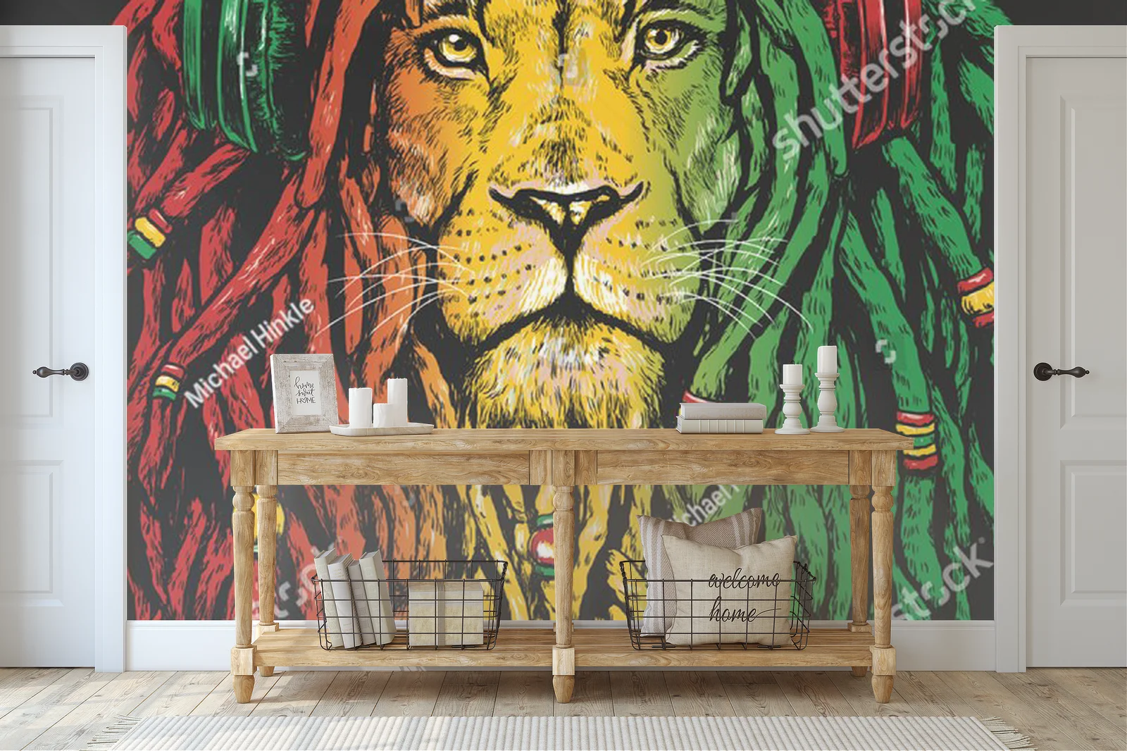 Rastafariański lew na głębokim tle
