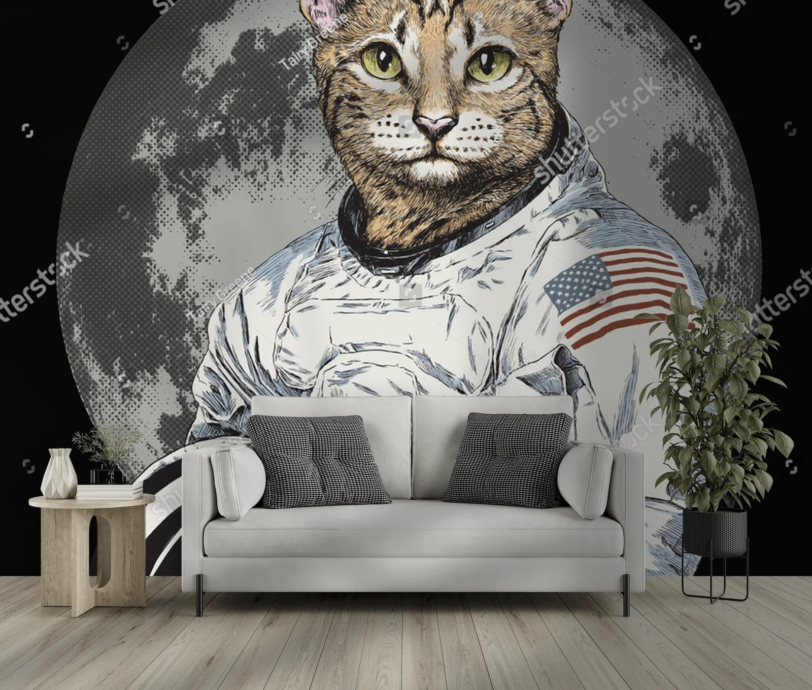 Wesoły hipsterski kot astronauta w kosmosie